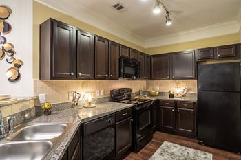 Kitchen with black appliances